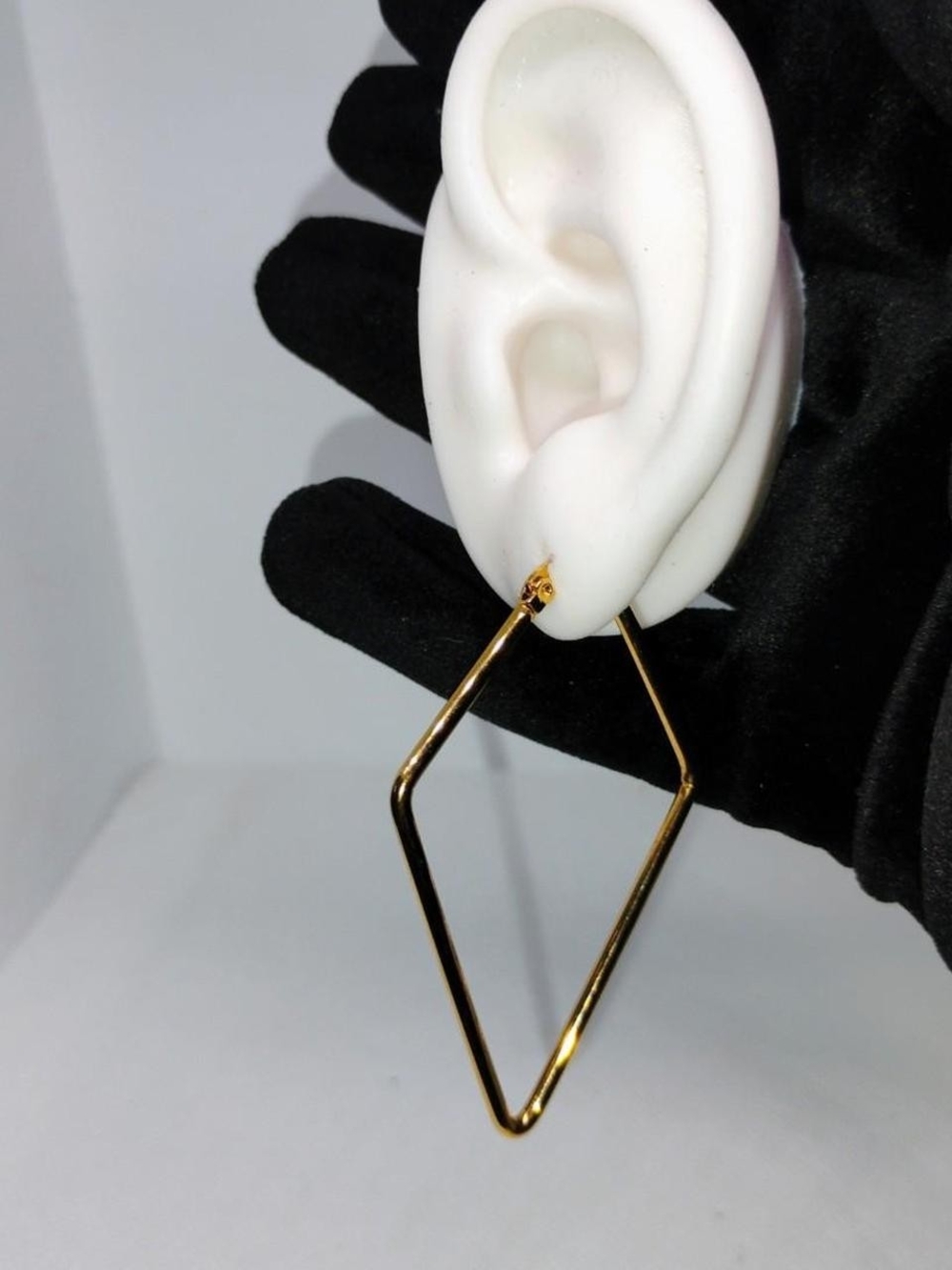 Kite Diamond Hoop Earrings, Gold Plated
